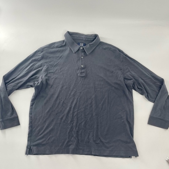 Cutter & Buck Pima Cotton Soft Long Sleeve Preppy Polo Gray 1X Big and Tall - Picture 3 of 12
